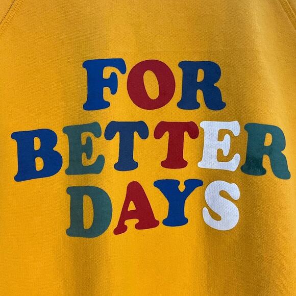 For Better Days Yellow Crewneck Sweater Size Medium - Picture 2 of 4